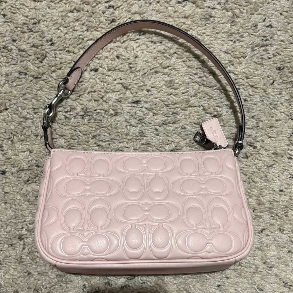 Coach Pale Pink Embossed Leather Nolita Shoulder Bag - Picture 2 of 4